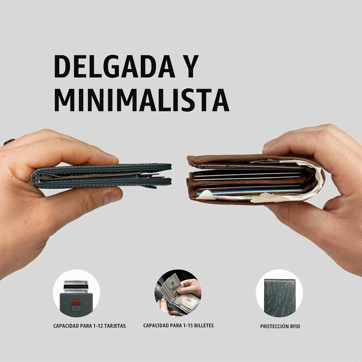 Kings Loot Cartera para hombres, bloqueo RFID, bolsillo para efectivo, Blue