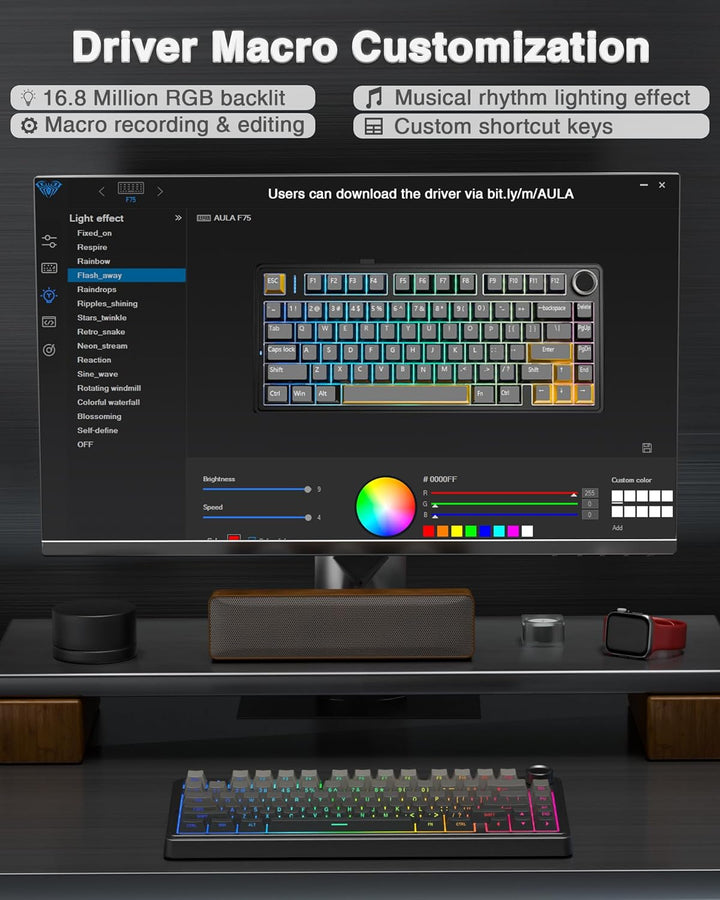 AULA Teclado mecánico inalámbrico F75 Pro, 75% teclado personalizad...