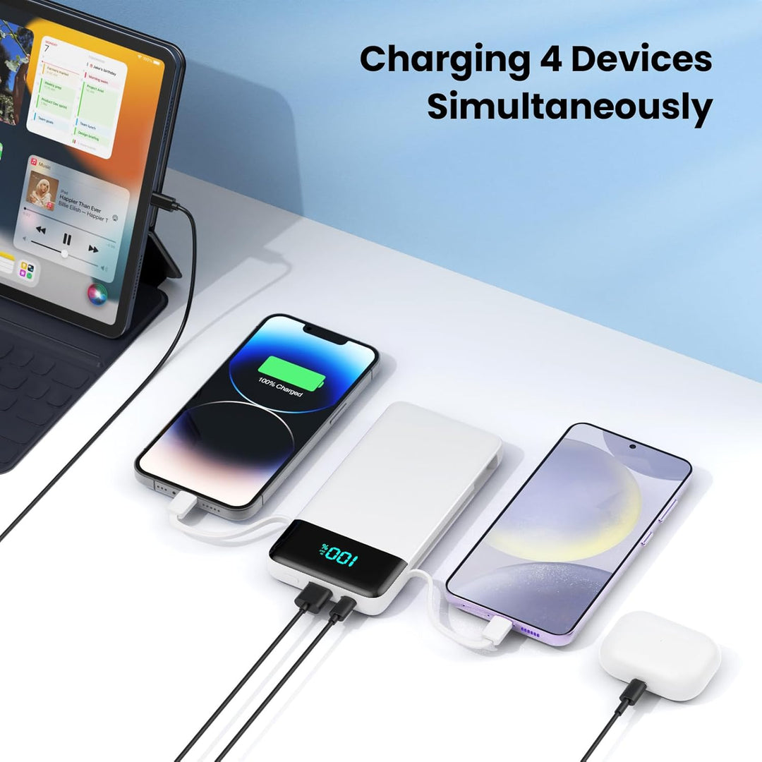 Cargador portátil para iPhone, 13800 mAh Slim Power Bank con cables...