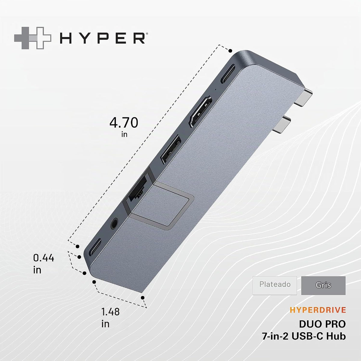Hyper, HD575-SIL, hub USB 4