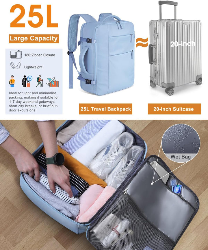Capolo Mochila de viaje para mujeres y hombres, mochila impermeable...