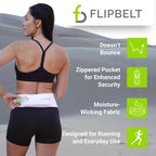 FlipBelt Cinturón para correr con cremallera, riñonera para fitness y correr, empresa estadounidense
