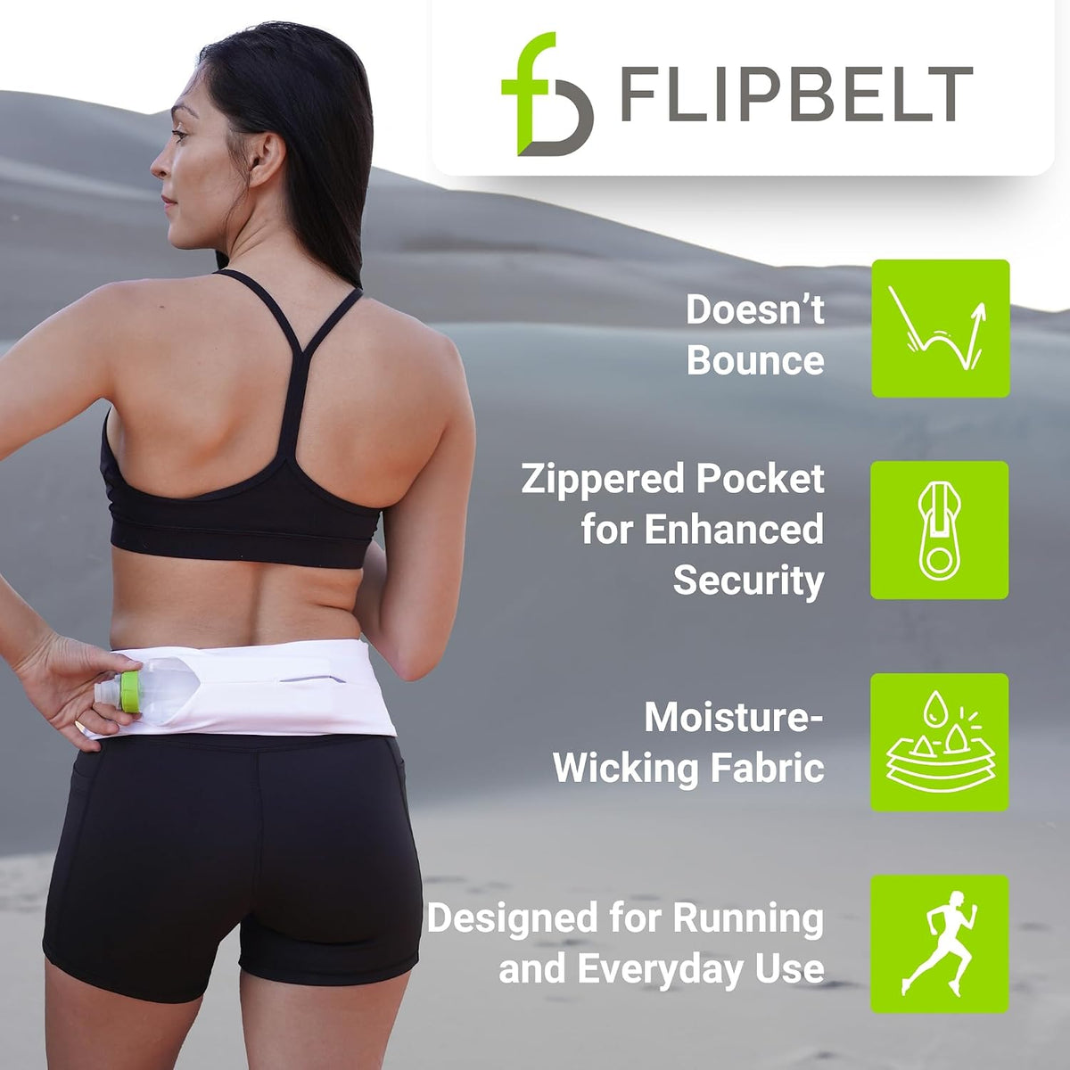 FlipBelt Cinturón para correr con cremallera, riñonera para fitness y correr, empresa estadounidense
