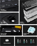 EPOMAKER Teclado mecánico inalámbrico de tres modos TH99 con batería, Negro, Creamy Jade