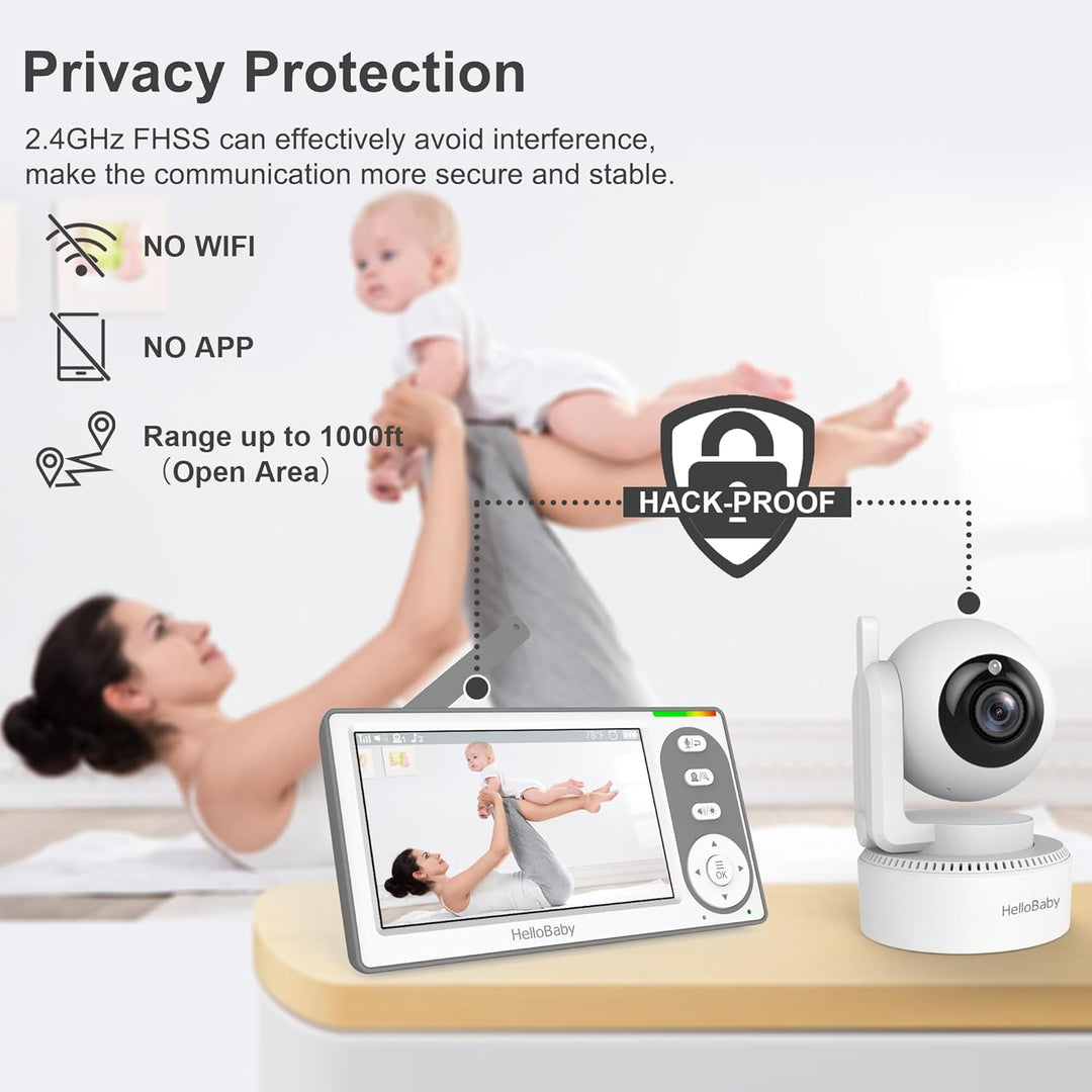 HelloBaby Monitor de Bebé con Video de 4.3'' con Batería de...