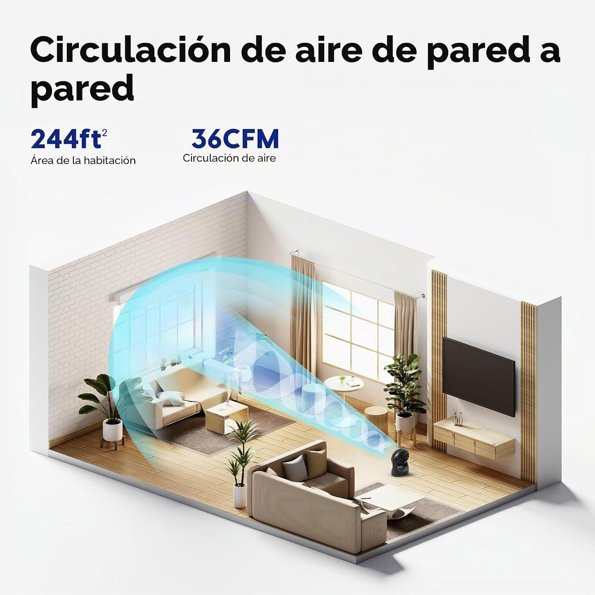 IRIS USA WOOZOO Ventilador de escritorio mediano, oscilante, inclin...