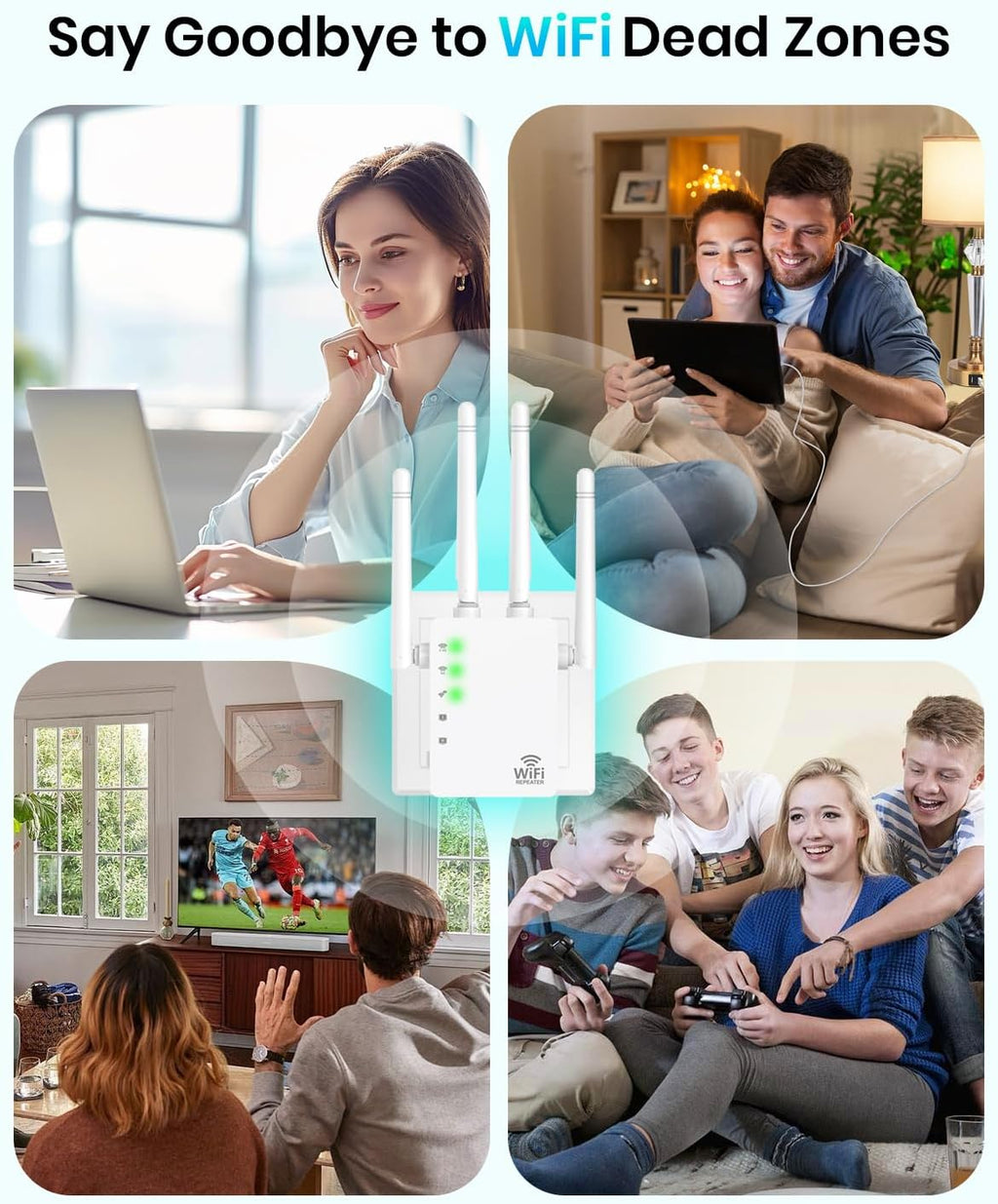 Amplificador de señal con extensor WiFi hasta 12880 pies