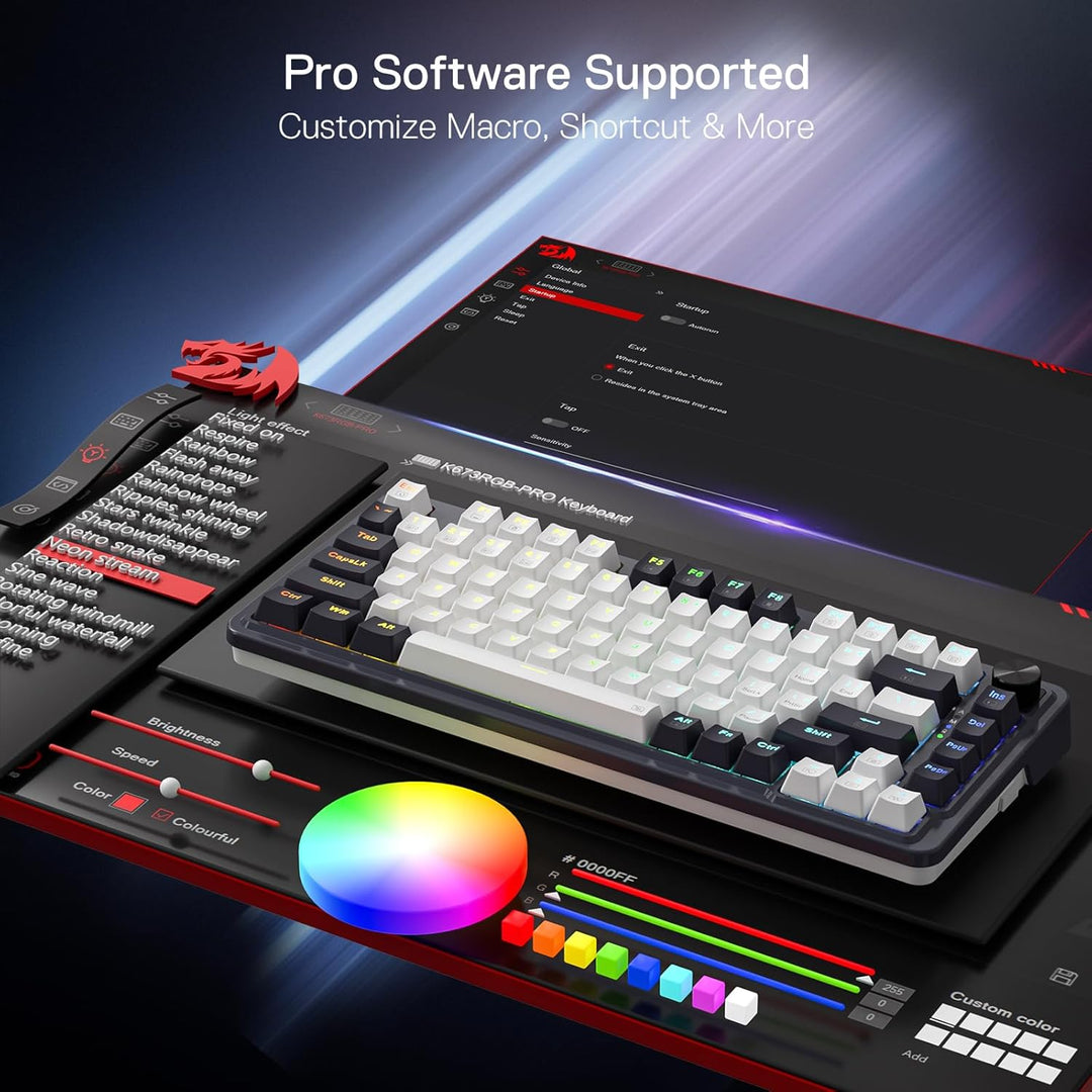 Redragon K673 PRO Teclado Gaming RGB Inalámbrico 75% con Gasket, 3...