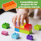 Juego de bloques de construcción de 97 piezas con caja de almacenamiento y placa base, juguetes educativos STEM para niños a partir de 3 años, compatible con bloques de construcción de partículas