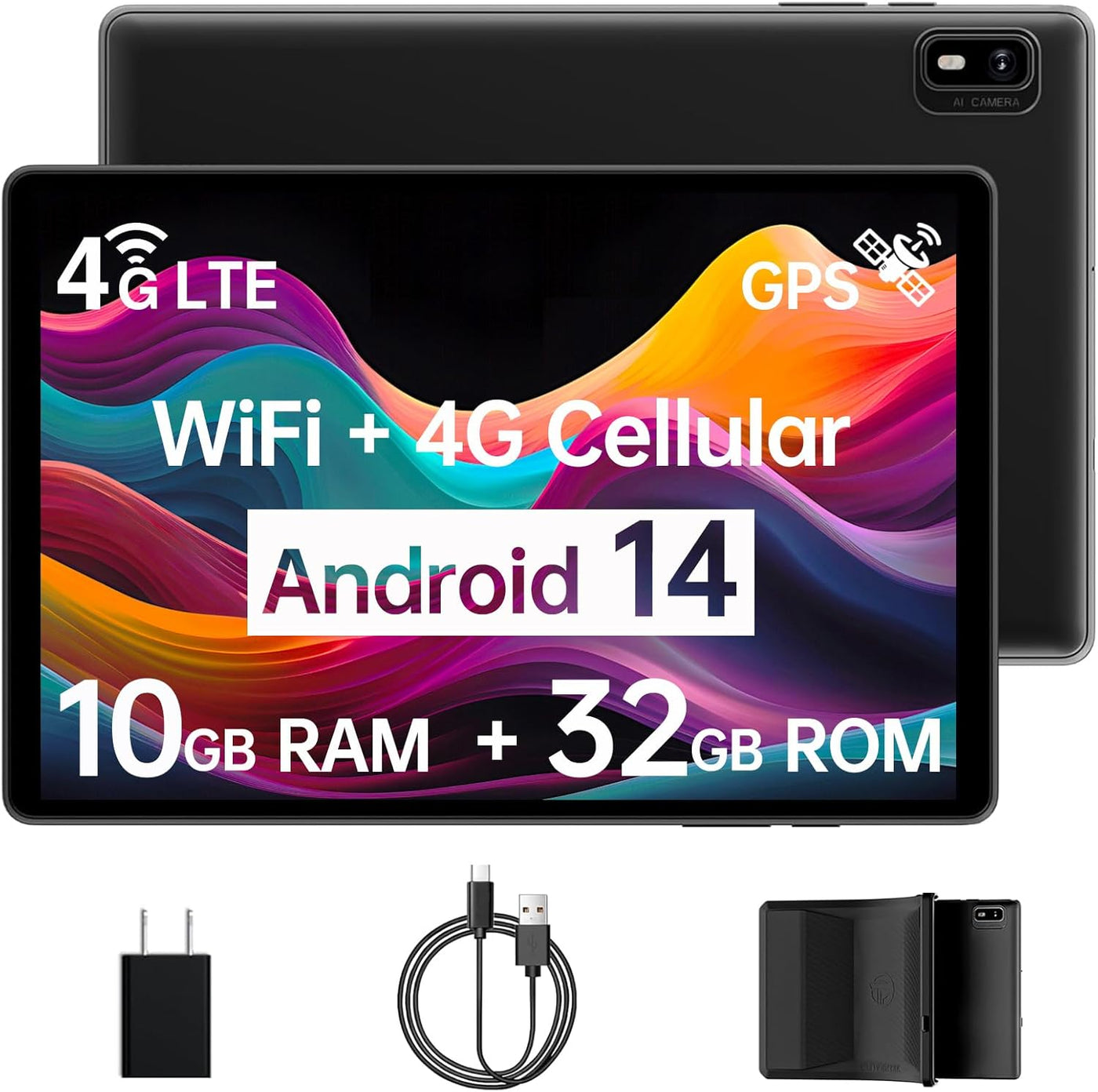 Topsand Tableta Android 14 con ranura para tarjeta SIM, tabletas ce...