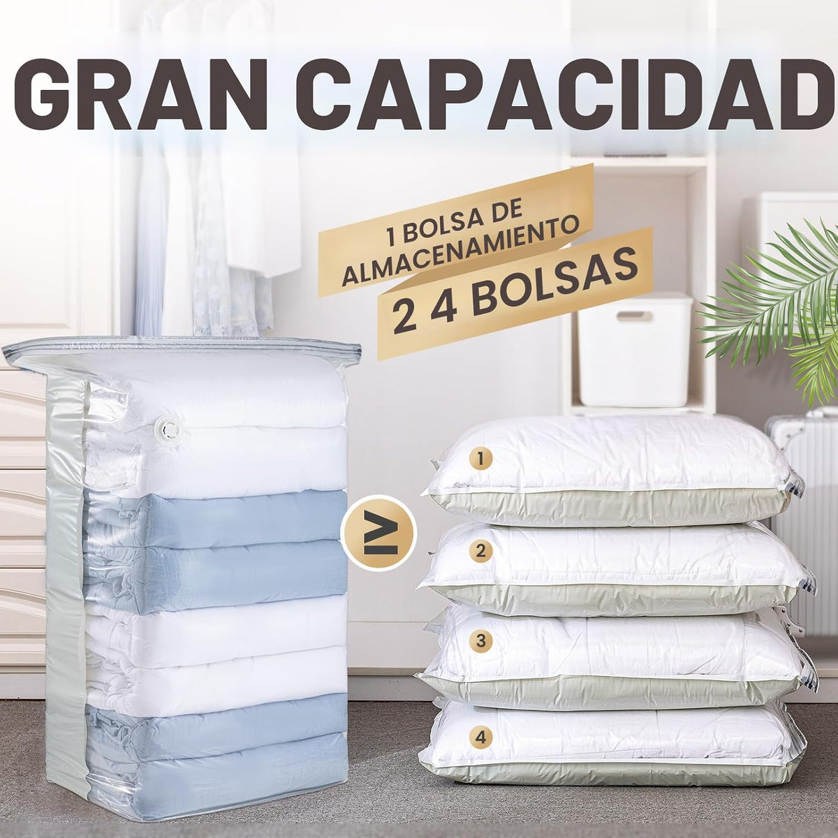 TAILI Paquete de 4 bolsas de almacenamiento al vacío, cubo jumbo (31 x 40 x