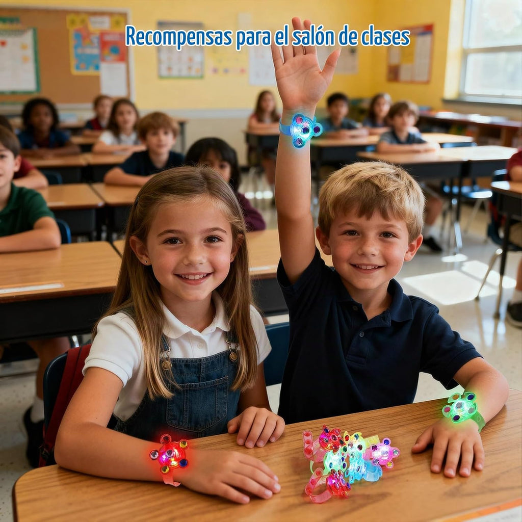 SCIONE Paquete de 24 pulseras giratorias con luz LED, recuerdos de fiesta