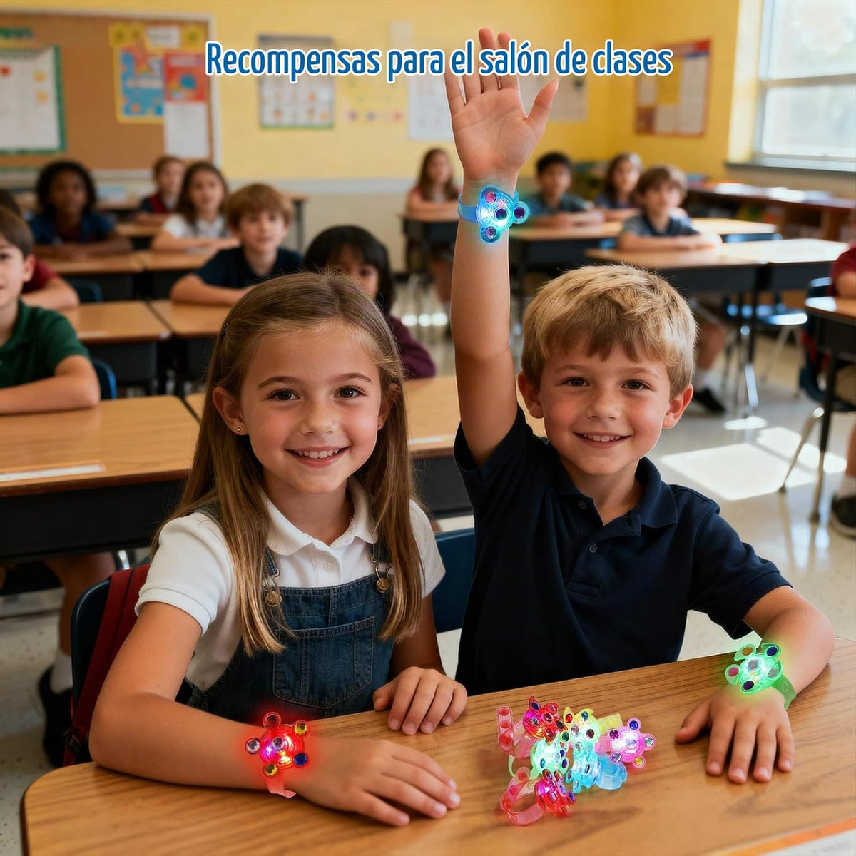 SCIONE Paquete de 24 pulseras giratorias con luz LED, recuerdos de fiesta