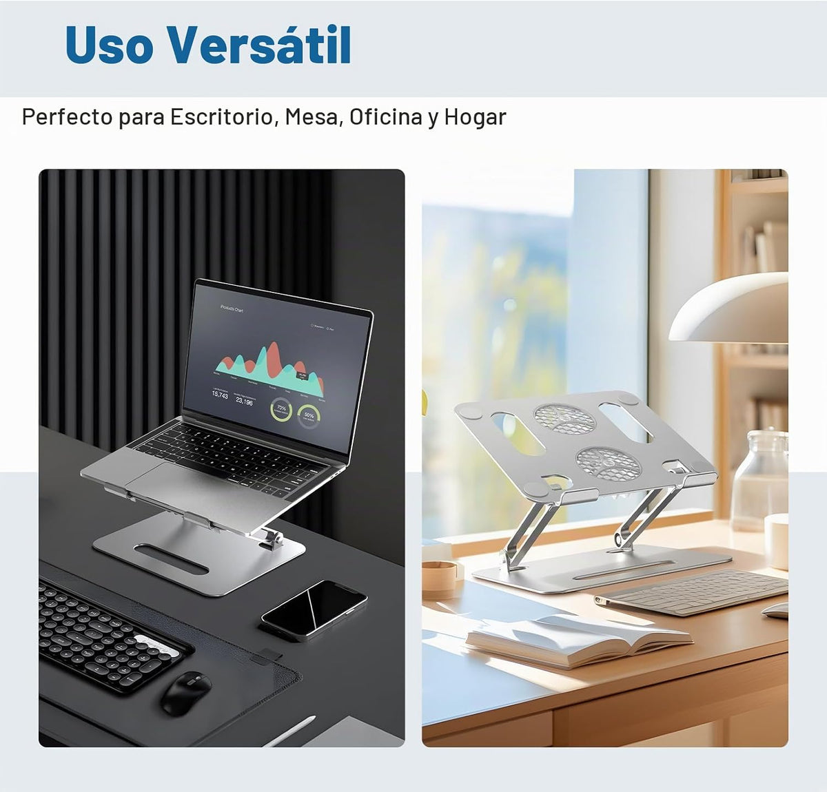 YICOSUN Soporte de refrigeración ajustable para laptop con 2 ventil...