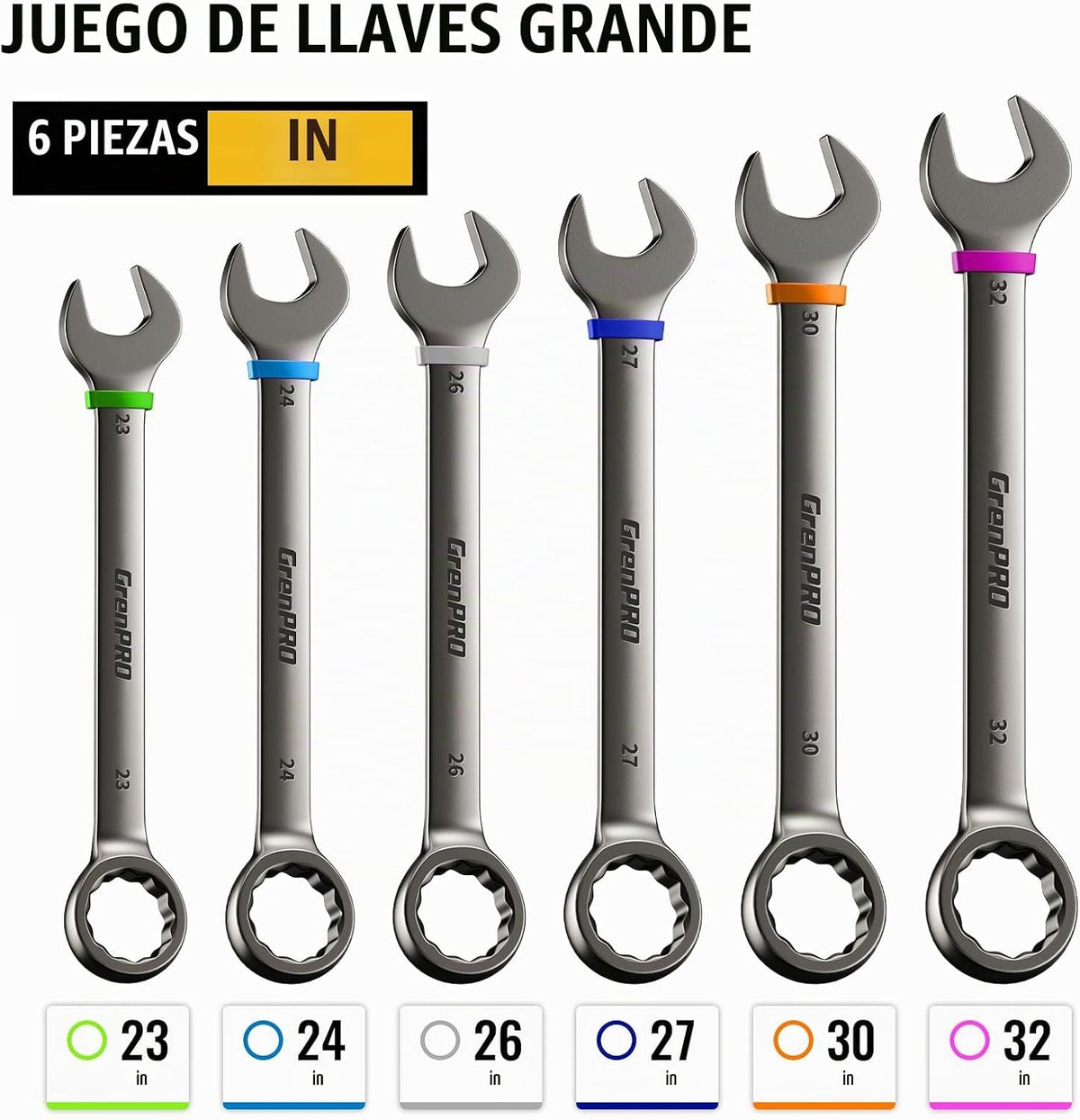 Juego de llaves métricas grandes de 0.906-1.260 in, juegos de