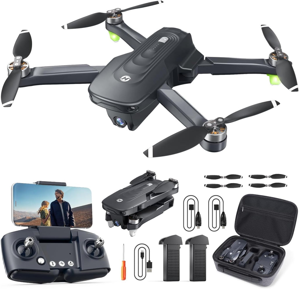 Holy Stone HS175D Drone GPS con cámara 4K para adultos, menos de 8.78 oz, cuadricóptero RC plegable con retorno automático, vuelo de 46 minutos de largo, sígueme, motor sin escobillas, mosca circular, vuelo de punto de referencia, retención de altitud
