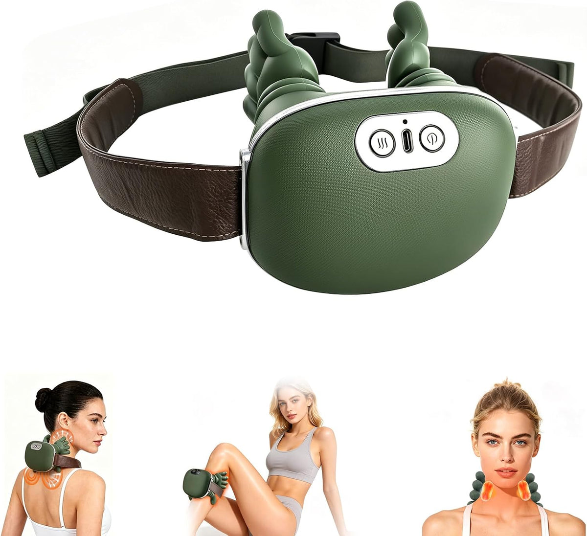 Masajeador de cuello con calor, masajeador de cuello y hombros Shiatsu 4D para alivio de tensión y relajación, masajeador eléctrico inalámbrico recargable USB-C de espalda, 3 velocidades