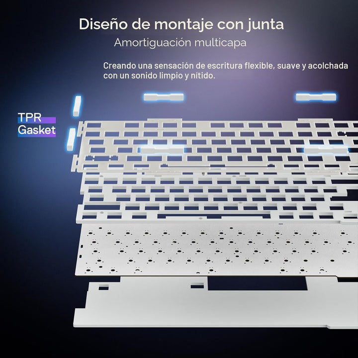 Redragon K673 PRO Teclado Gaming RGB Inalámbrico 75% con Gasket, 3...