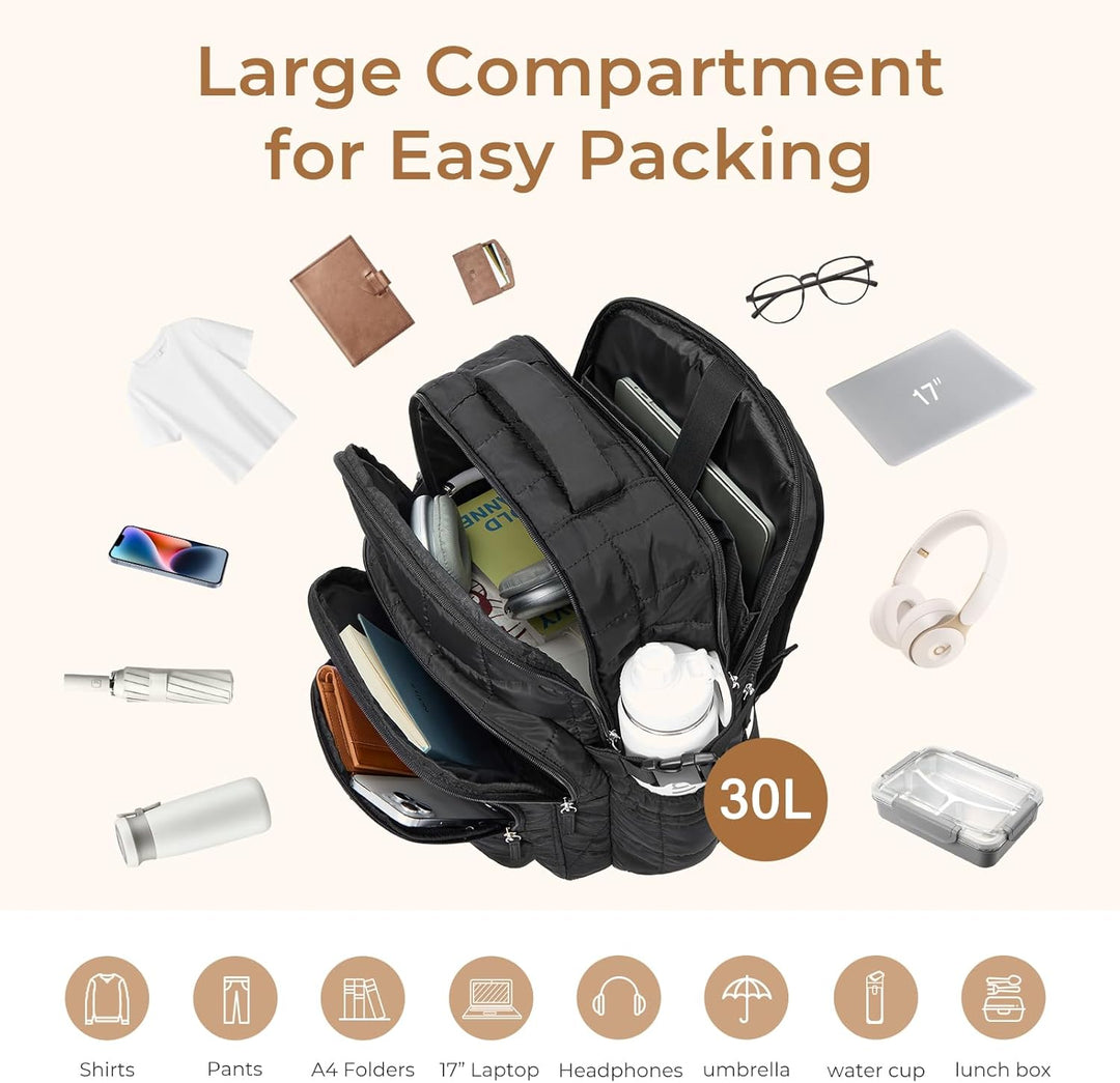 CLUCI Mochila inflada acolchada para laptop para mujeres