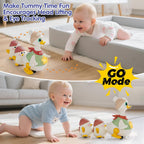 HOLA Juego de juguetes musicales de pato bailarín con mamá y bebés, juguetes para bebés de 6 a 12 meses, 2 modos interactivos, juguetes para gatear con sonidos y luces