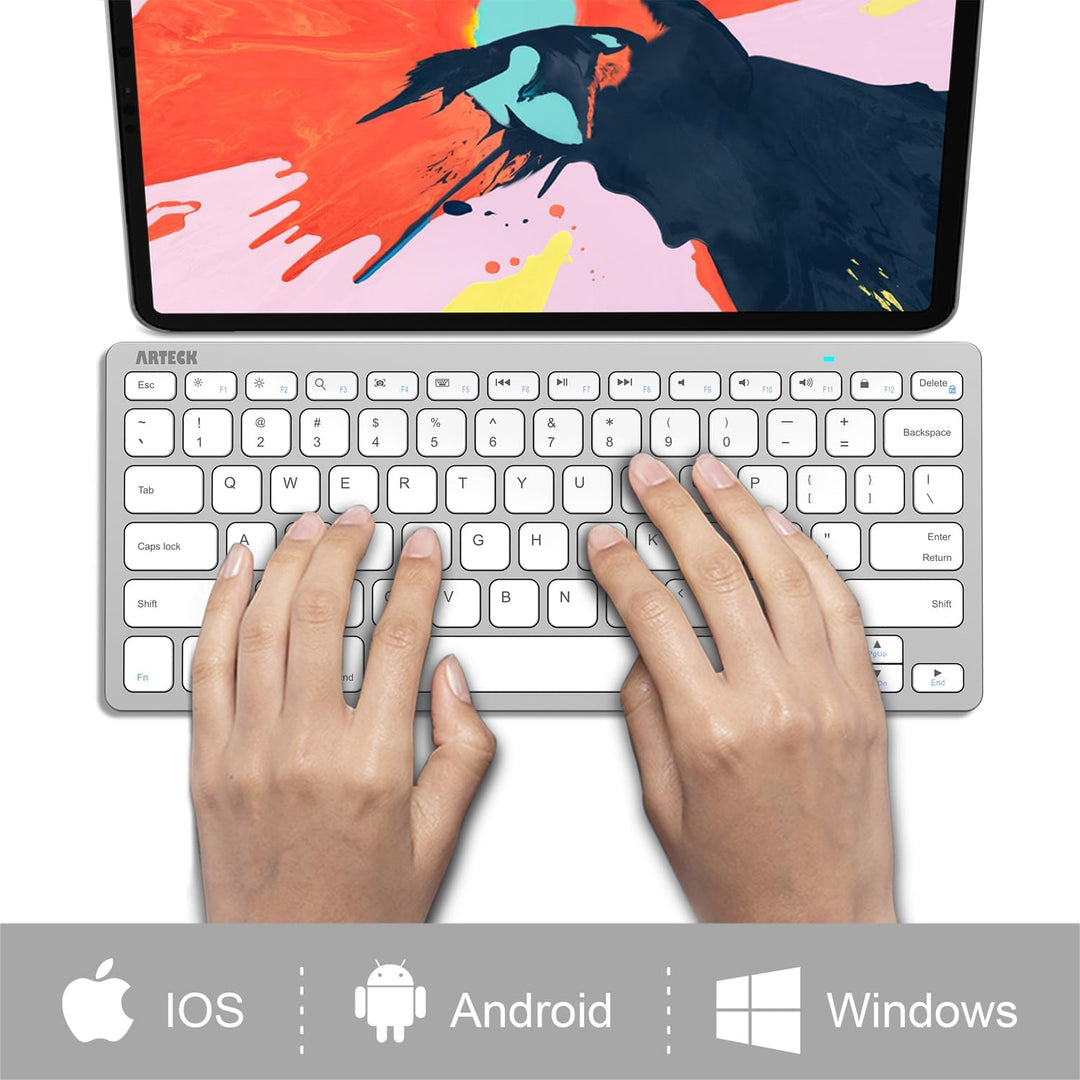 Arteck Teclado Bluetooth ultradelgado compatible con iPad de 10.2 p...