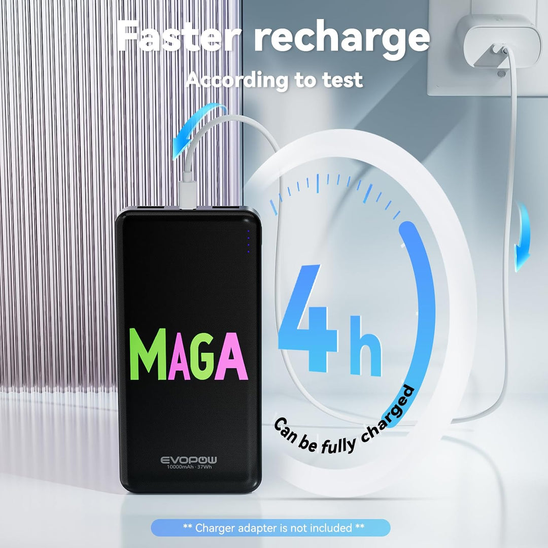 Evopow Paquete de 2 Bancos de Energía Portátiles de 10000mAh, Bater...