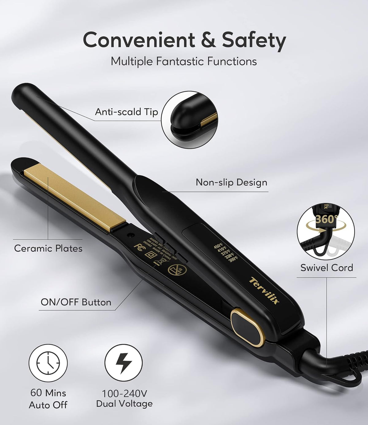 Terviiix Plancha plana de 1/2 pulgada para cabello corto, alisador...