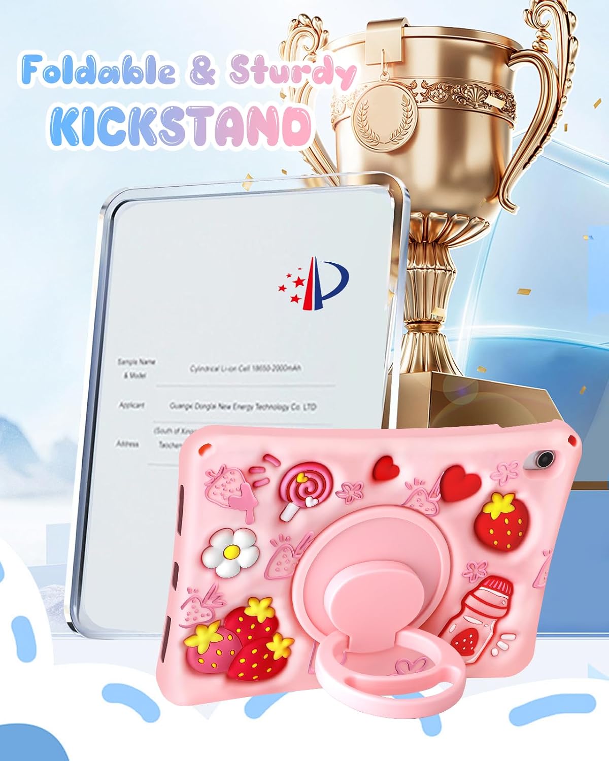Boaretiu - Funda para iPad A16/10ª generación, para niñas, adolescentes, silicona suave con correa para el hombro y soporte giratorio para iPad de 11.ª generación, funda de 11 pulgadas 2025