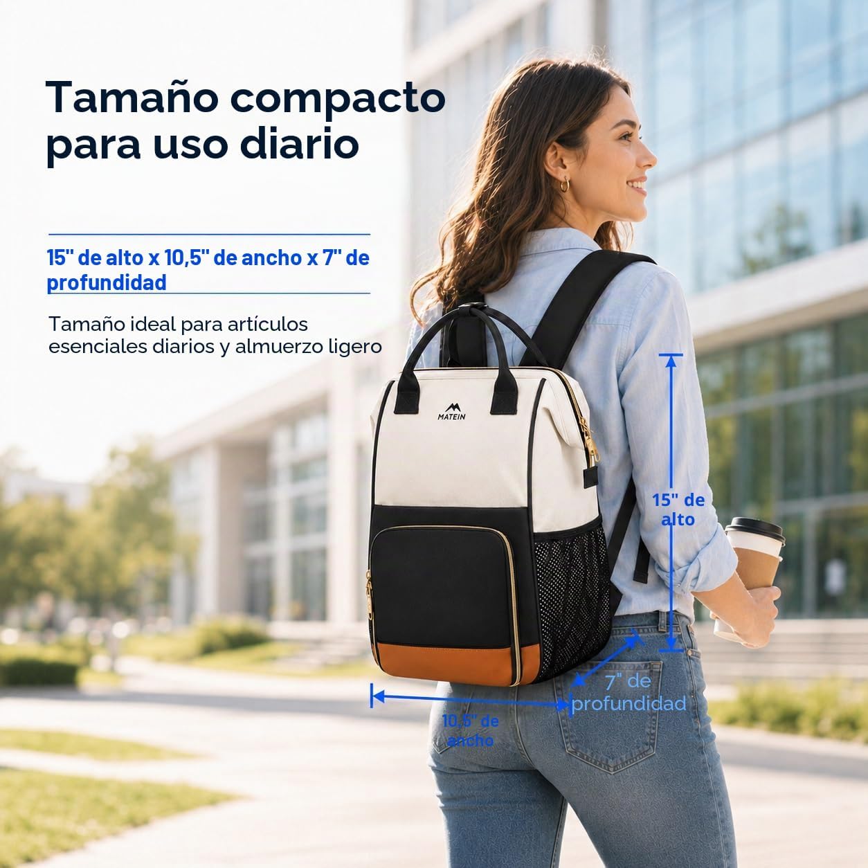 MATEIN Mochila de almuerzo aislada para mujer, mochila de trabajo p...