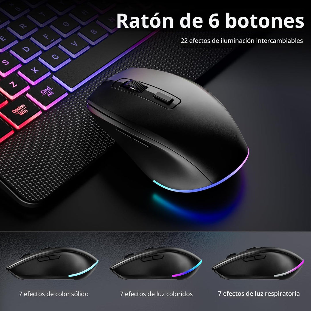 Hamile Combo de Teclado y Ratón Inalámbrico: Efectos de Retroilumin...