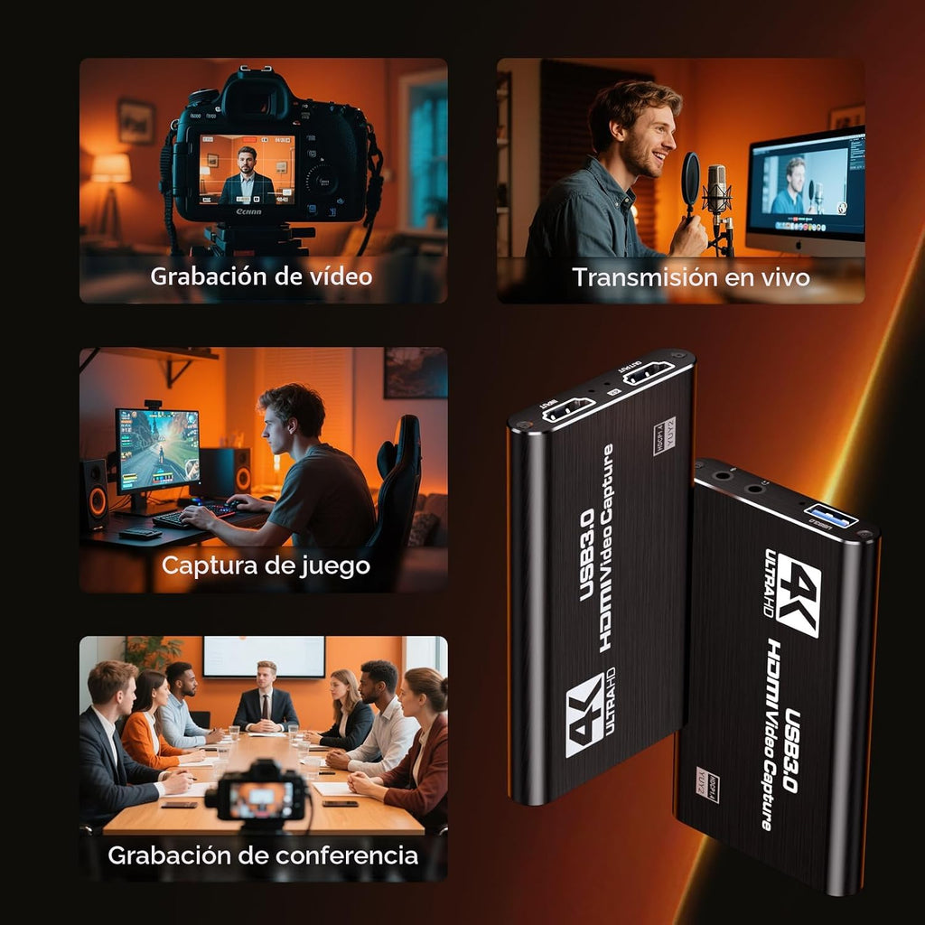 Newhope Tarjeta de Captura HDMI para Transmisión, Captura Full HD 1080P 60FPS USB 3.0, Tarjeta de Captura de Audio y Video de Juegos, para Transmisión de Cámara/Xbox/PS4/PS5/Switch/PC