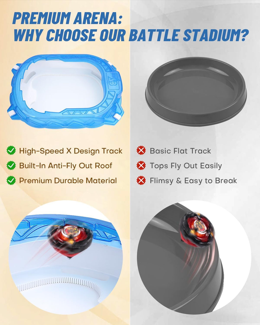 X Stadium Starter Kit - 6 Battle Tops con 2 Launchers, 1 Arena