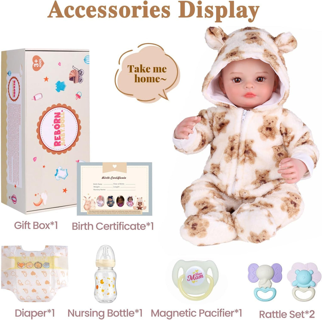BABESIDE Muñecas de bebé Reborn realistas de 17 pulgadas con accesorios de