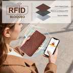 APHISON Billetera para mujer, gran capacidad, monedero, tarjetero, RFID, pulsera, teléfono, cremallera, moneda, bolsillo de viaje
