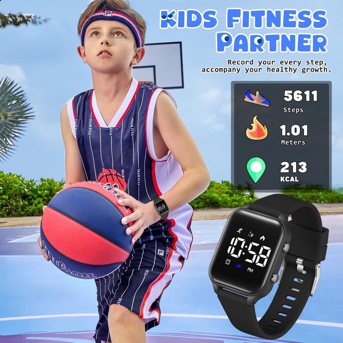Relojes digitales para niños y niñas, reloj deportivo con rastreador de fitness, podómetro, alarmas, cronómetro, no necesita aplicación, reloj impermeable para niños, regalo para adolescentes