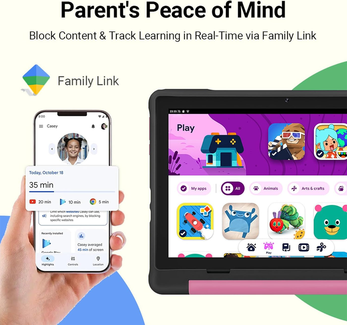 UEMXDOX Tablet para niños, tableta Android 15 2025 para niños de 3...