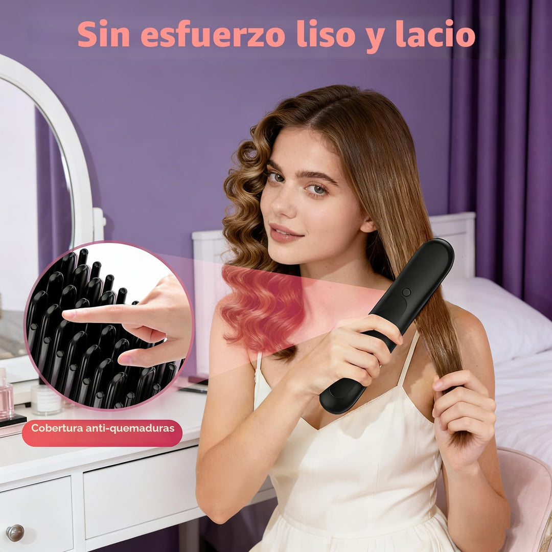 Cepillo alisador de pelo, mini cepillo para alisar el cabello portá...