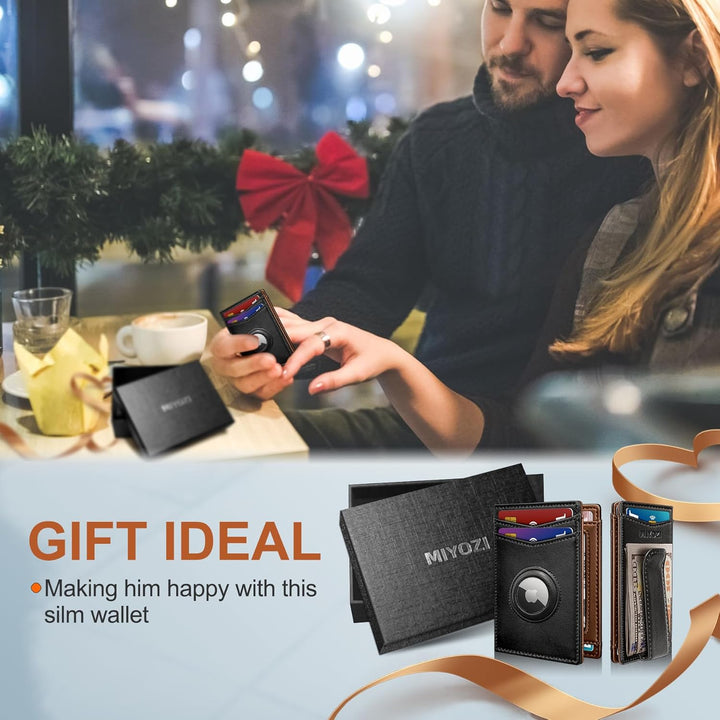 miyozi Billetera Airtag para hombre, con clip para dinero, caja de...