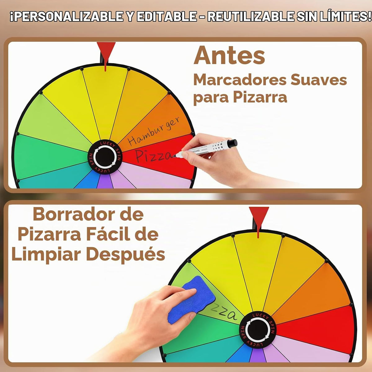 KOOV - Rueda de premio de 24 pulgadas con soporte para trípode, rueda giratoria de color de 12 ranuras