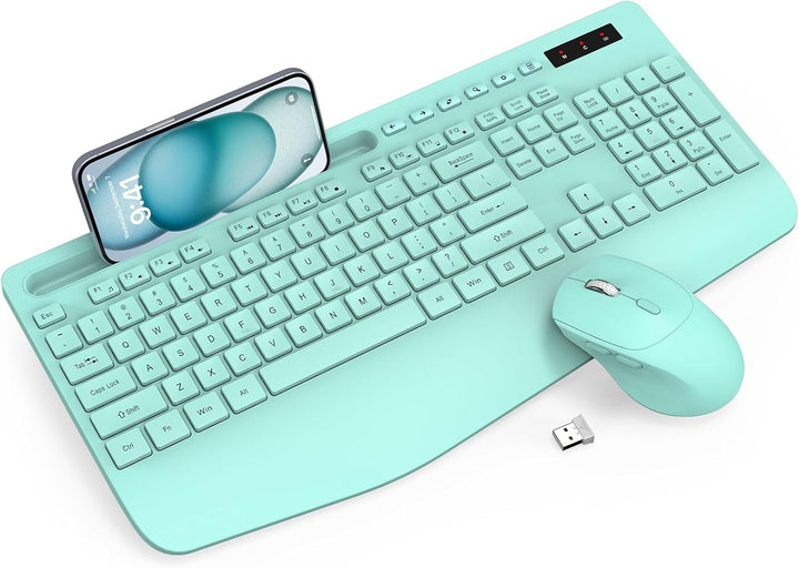 Combo de teclado y mouse inalámbricos, teclado ergonómico de tamaño...