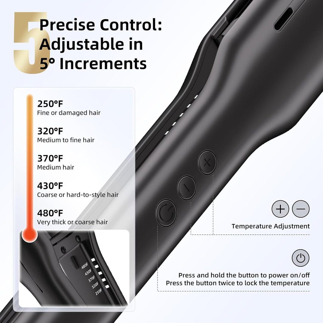 Plancha de pelo de 1.5 pulgadas, para cabello negro grueso, antiest...