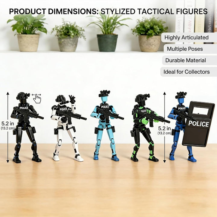 Juego de 5 figuras de acción de escudo policial impreso en 3D, 13 f...