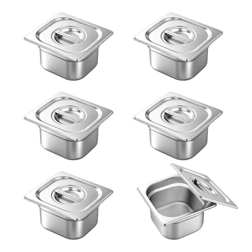 Hardura - Sartenes de acero inoxidable de 1/6 de tamaño de 4 pulgadas de