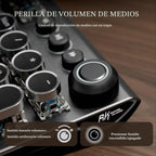 RK ROYAL KLUDGE Teclado de máquina de escribir X108 con perilla, teclado mecánico para juegos con cable, luz lateral retroiluminada RGB, reposamuñecas desmontable, teclas redondas retro, interruptores