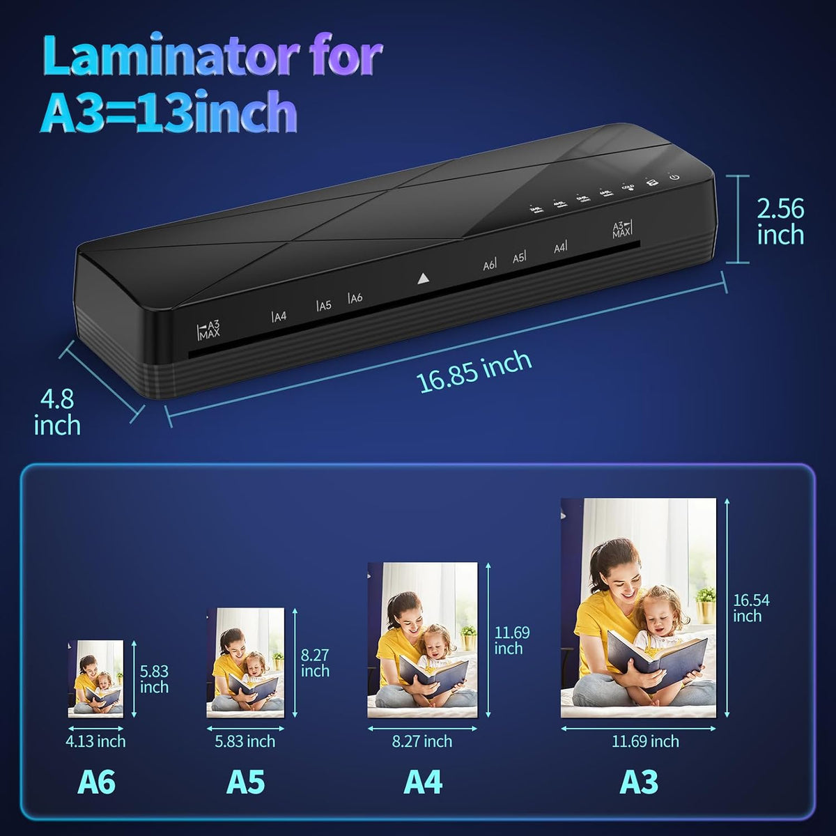 Crenova Laminador 13 pulgadas con pantalla táctil 3-6mil calentamiento