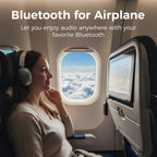 Transmisor de audio Bluetooth 5.3 para avión con Qualcomm aptX adaptativo, pantalla LCD, soporte de dispositivo doble, batería de 30 horas, AUX de 0.138 in para viajes, vuelo, gimnasio