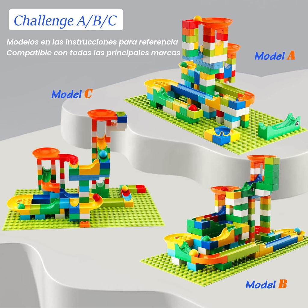 Bloques de construcción Klobroz Marble Run, 145 piezas de bloques grandes clásicos STEM juguete