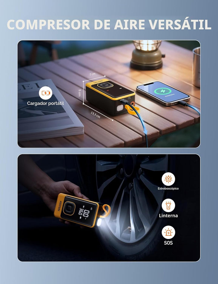 AstroAI L7 - Inflador de neumáticos portátil, compresor de aire por...