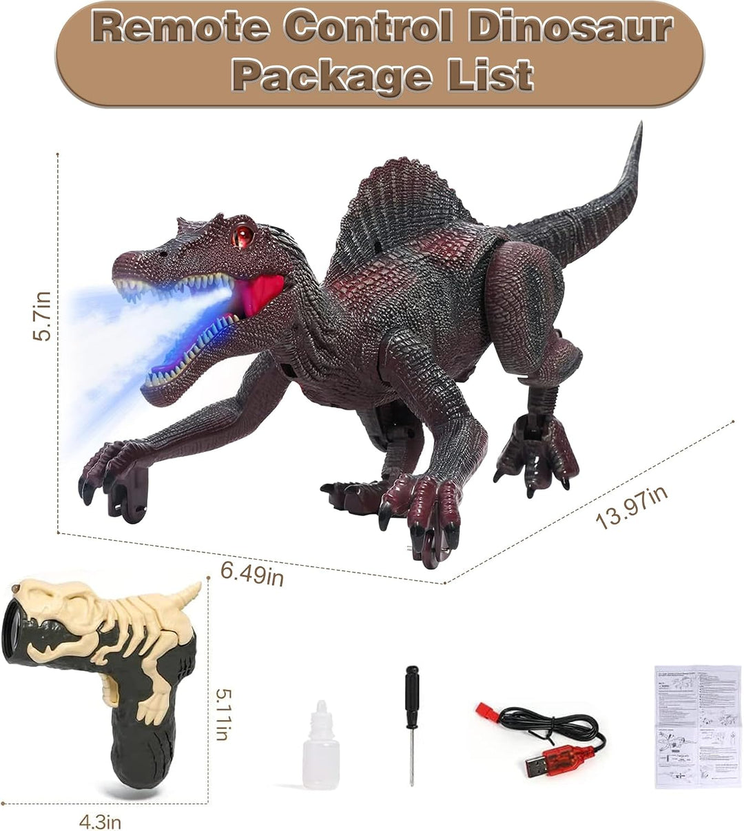 Juguetes de dinosaurio mejorados para niños de 3 a 7 años, Spinosau...