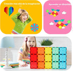 Gemmicc Azulejos Magnéticos, Deluxe 136 Piezas Bloques de Construcción Juguetes Magnéticos para Niños, Rompecabezas Magnéticos 3D Bloques Apilables para Niños y Niñas, Conjunto Enorme con 2 Carros